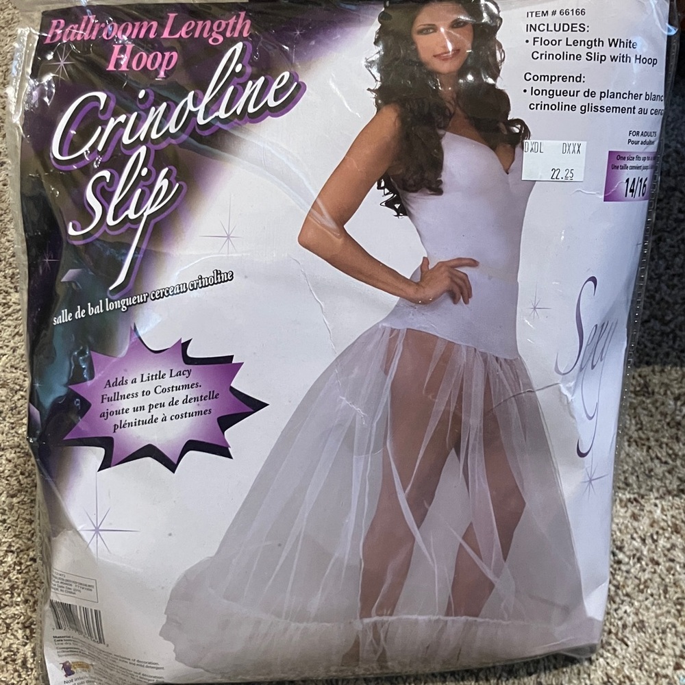 Ballroom Length Hoop White Crinoline Slip One size fits up to 14/16